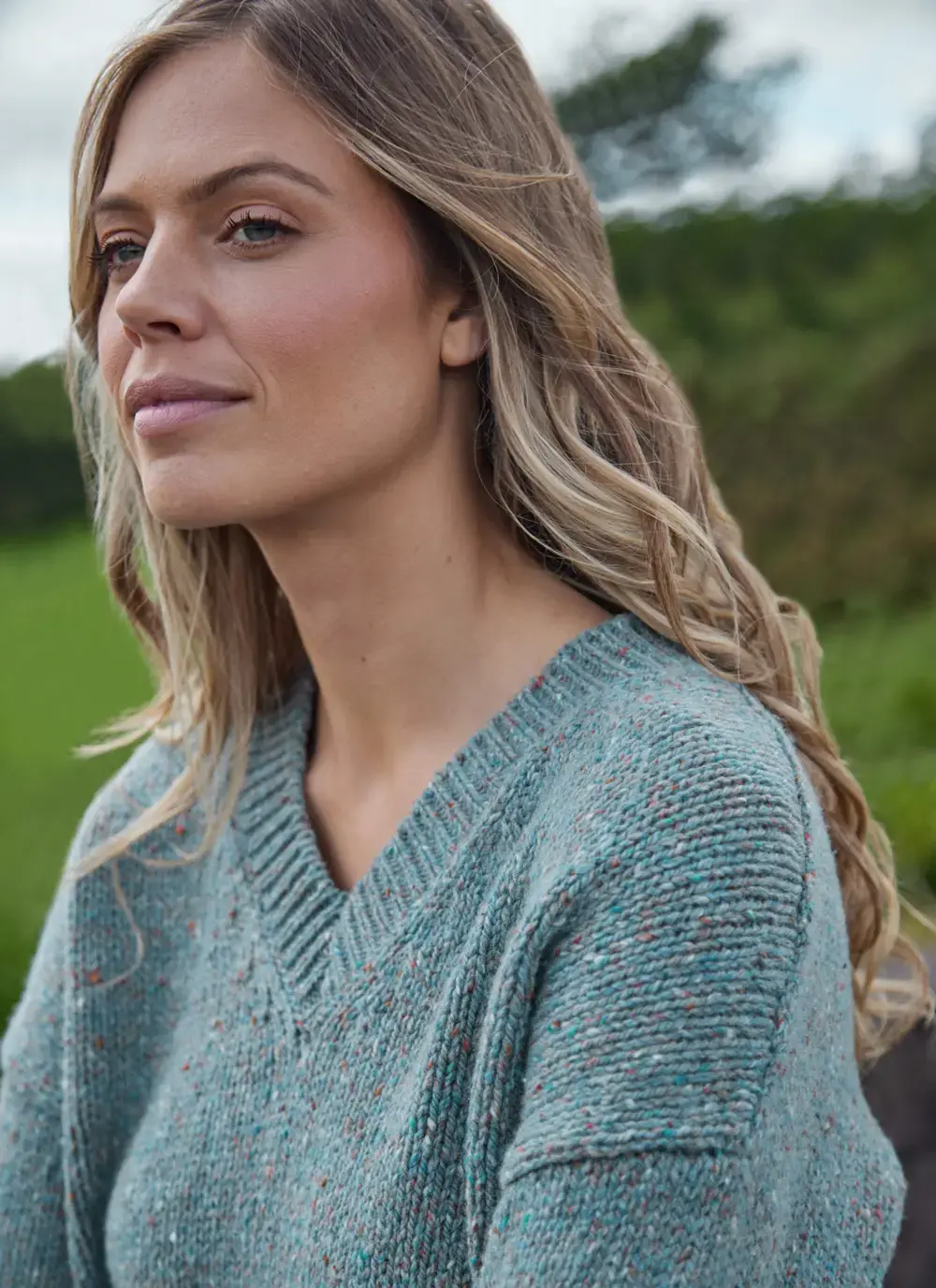Fisherman Donegal Fleck V-Neck Sweater